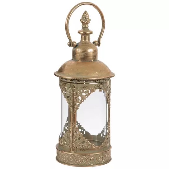 Antique Gold Ornate Metal Lantern - Picture 1 of 3